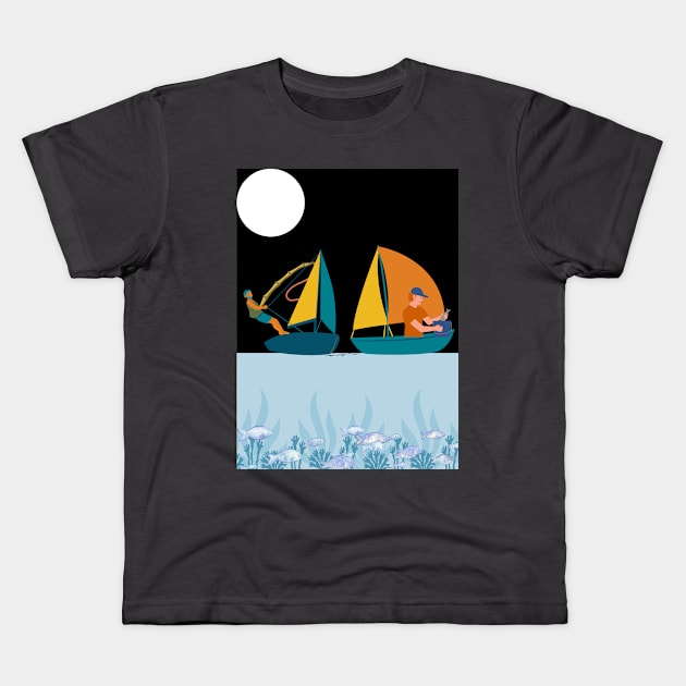 go on a fishing trip Kids T-Shirt by Ahmed izem